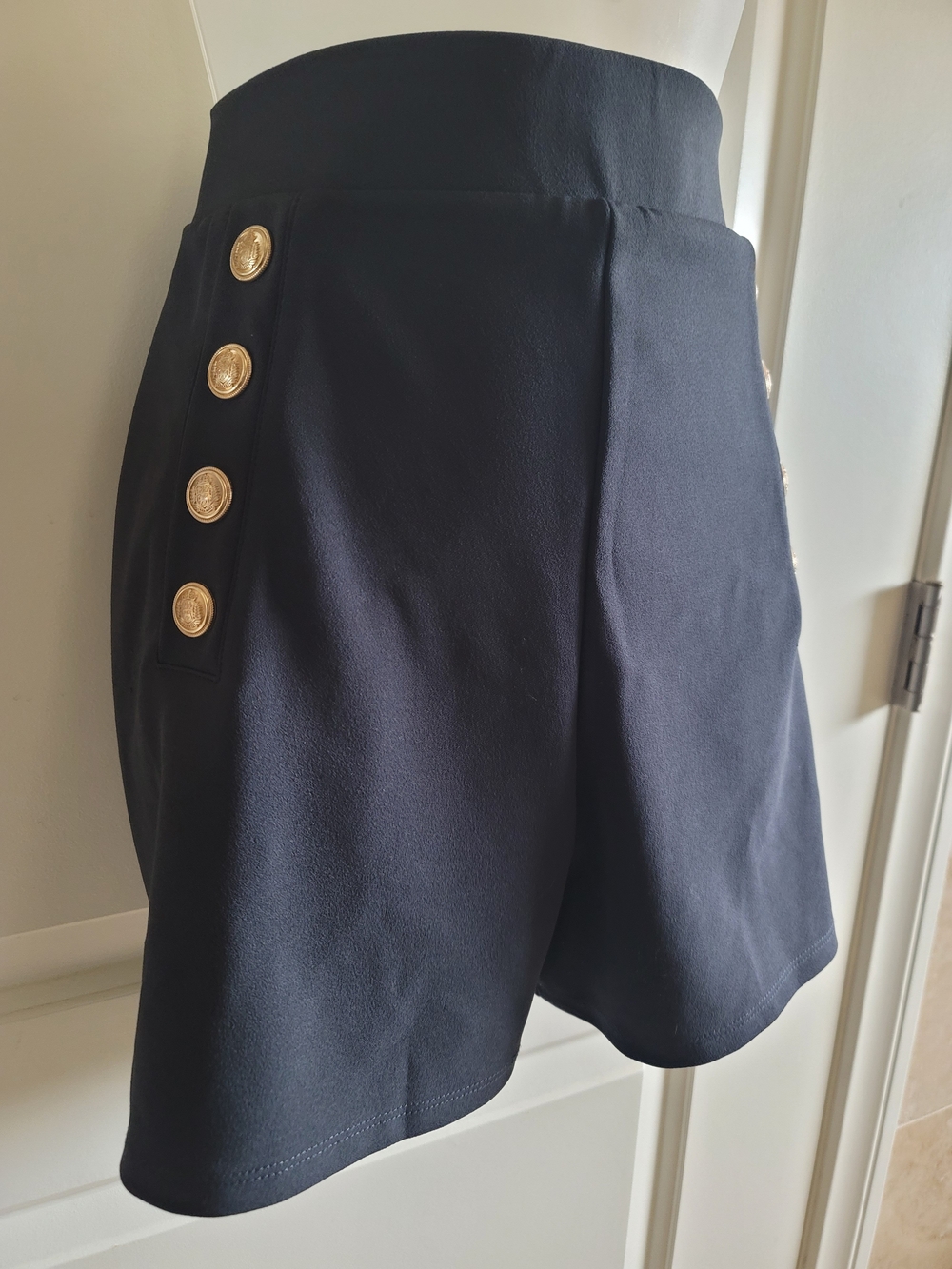 H&M Navy High Waist Shorts with Gold Button Accents - Picture 9 of 11
